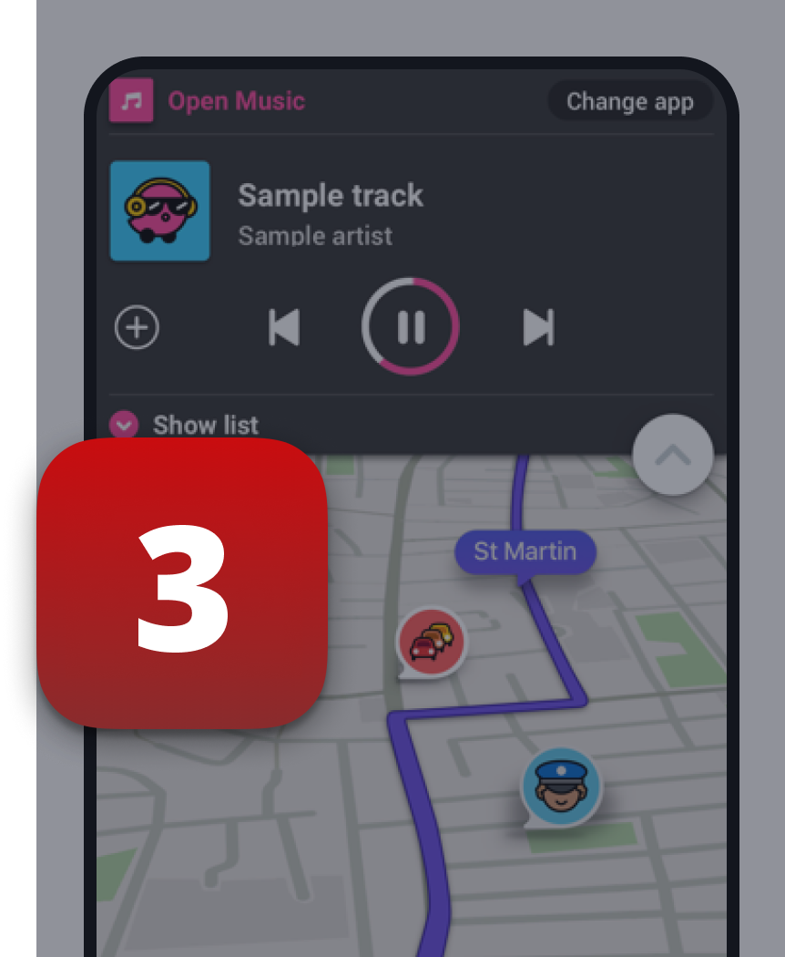 You can record videos with the PhoneDashCam App also while using other apps like navigation apps or when listening to music